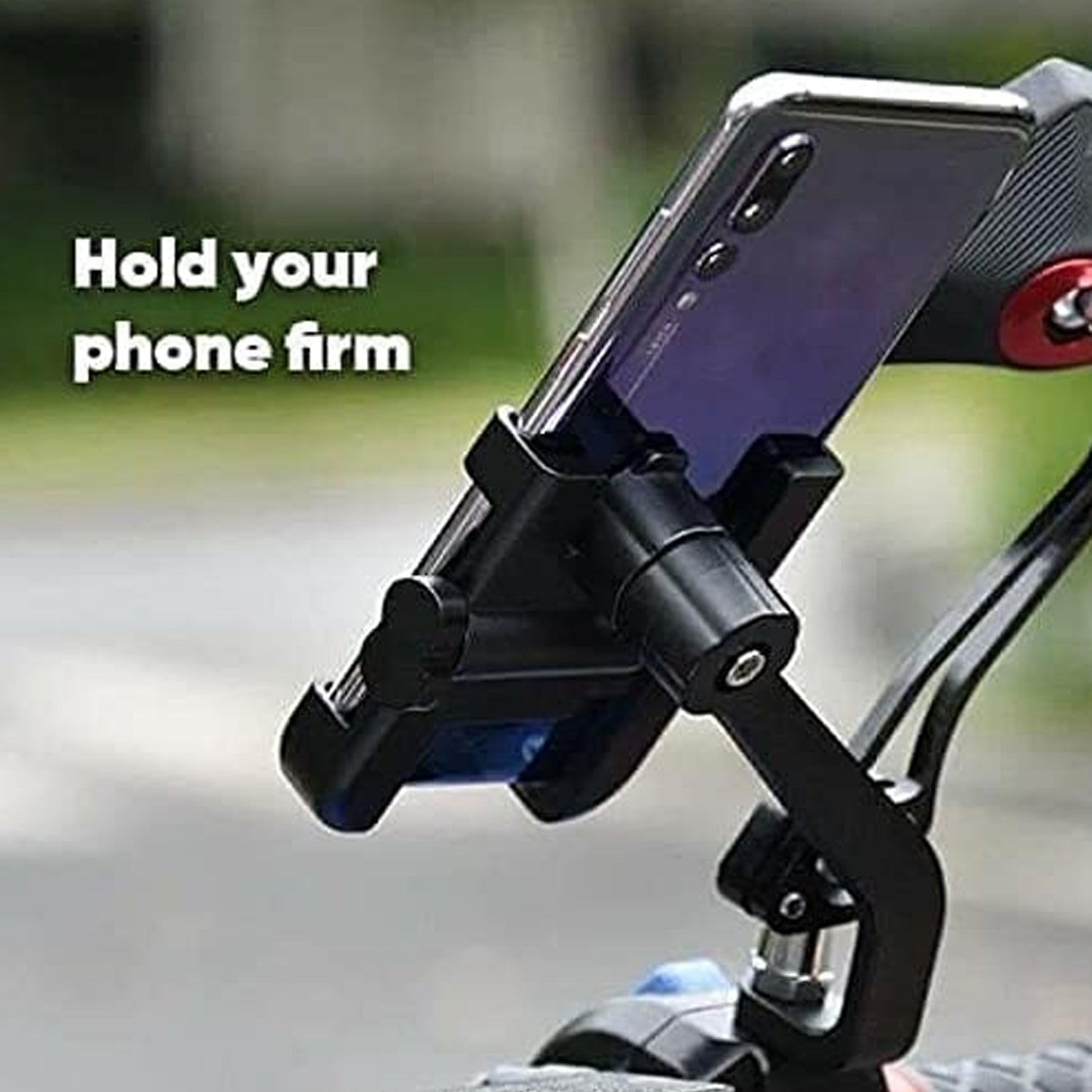 6706 Mobile Phone Holder With Easy Adjustable Rear View Mirror Mount Solid Metal Cradle Stand Suitable for Bike & Mobile Phones DeoDap 6706 Mobile Phone Holder With Easy Adjustable Rear View Mirror Mount Solid Metal Cradle Stand Suitable for Bike & Mobile Phones DeoDap